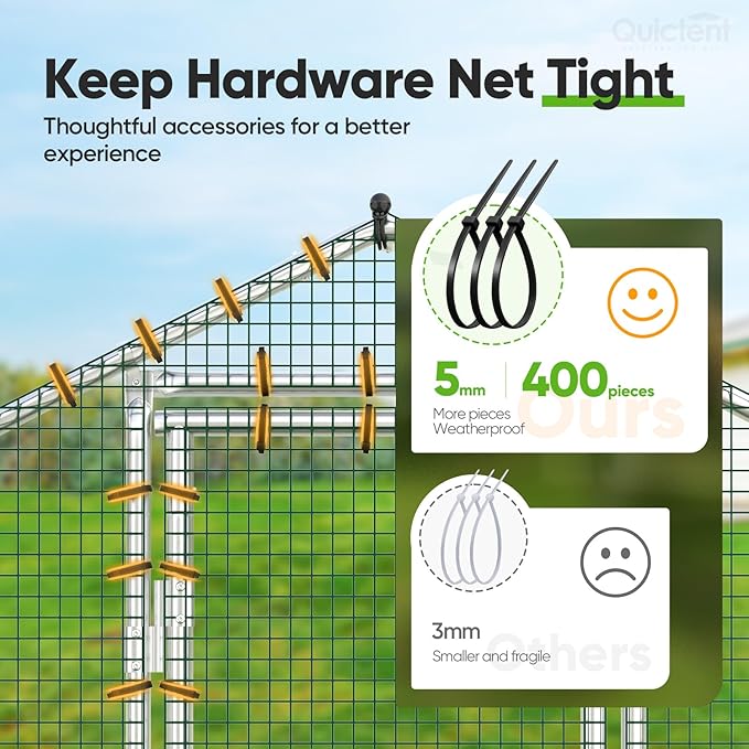 Quictent Advanced Series 6.6x9 ft Metal Chicken Coop Run with Side Hardware Cloth, Large Walk-in Outdoor Poultry Cage Heavy Duty Predator Proof Hen Duck Rabbit Farm Pen House, Waterproof Anti-UV Cover