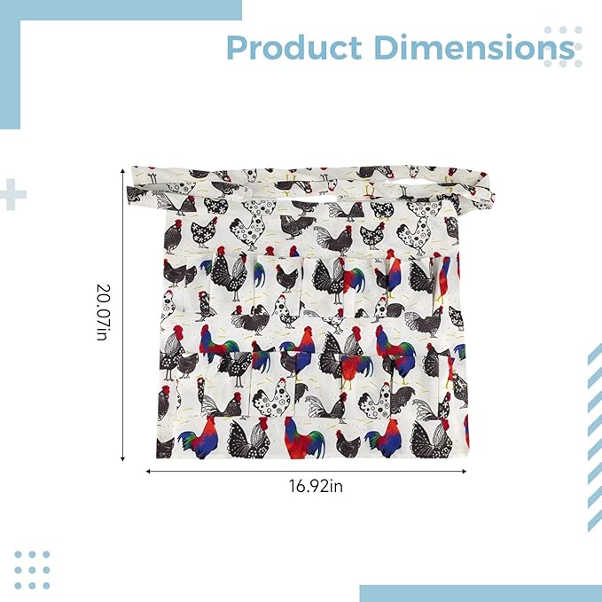 2 Pcs Pocket Egg Gathering Apron, Chicken Egg Collector, 16.9 X 20.1 in / 43 X 51 Cm