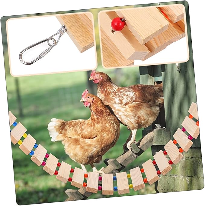 Yardwe Chicken Coop Swing Toy Wood Stand Perch Chicken Roosting Bars Toys for Coop Poultry Decor