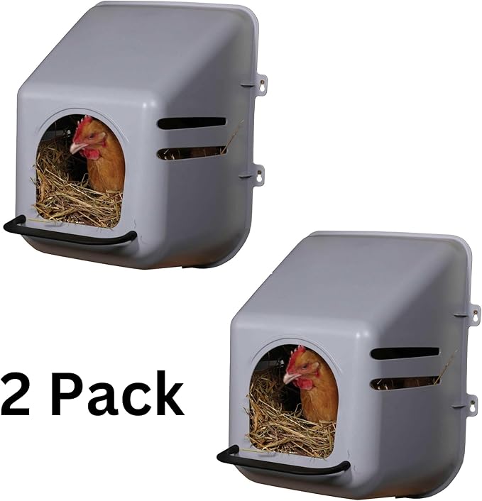 Miller 2 Pack of Large Wall Mount Egg Nesting NEST Boxes with Perch for Chicken COOP Hen House Poultry