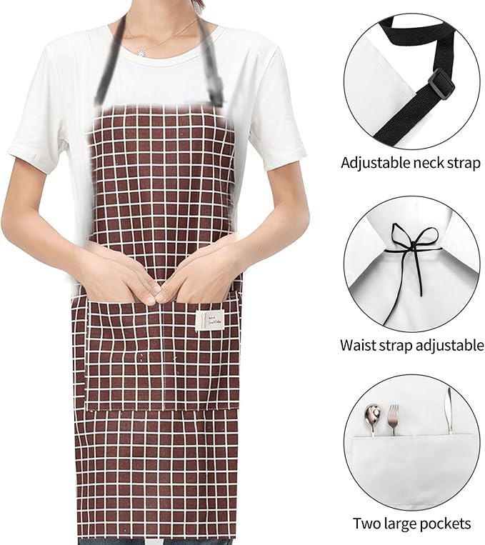 Dogs and Roses Heavy Duty Waterproof Apron with Pockets for AdultsResistant Grilling, Gardening, Painting