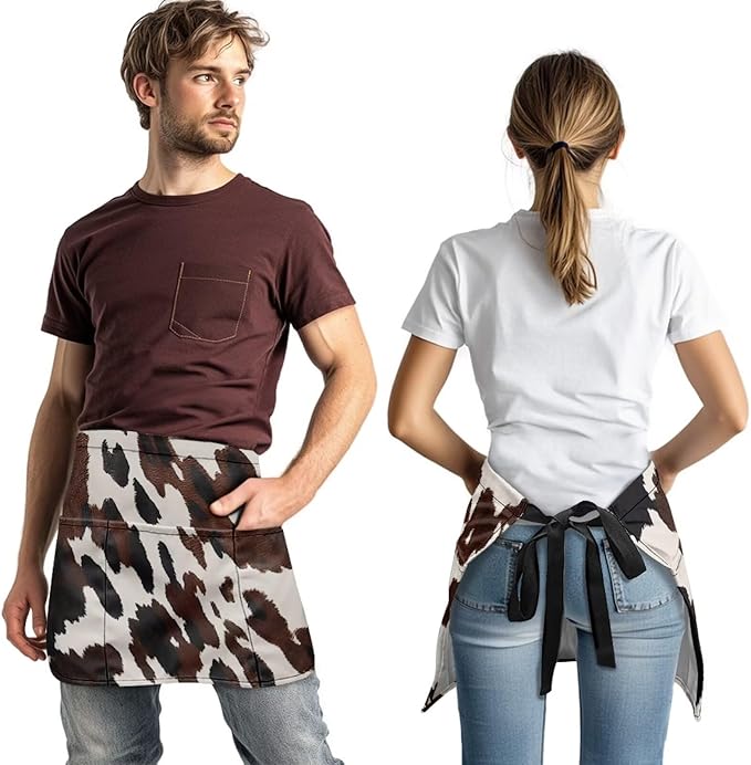 Waistress Apron with Pockets Coffee Waiter Apron Long String Chef Half Aprons for Cooking Kitchen Hairdresser