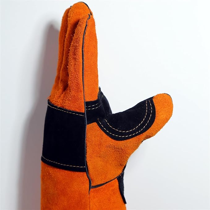 Bite Proof Glove Welding Gloves (1 Pair) 17.5 inches Leather Reinforced for Gardening Work Animal Handling Dog Cat Scratch (Brown)