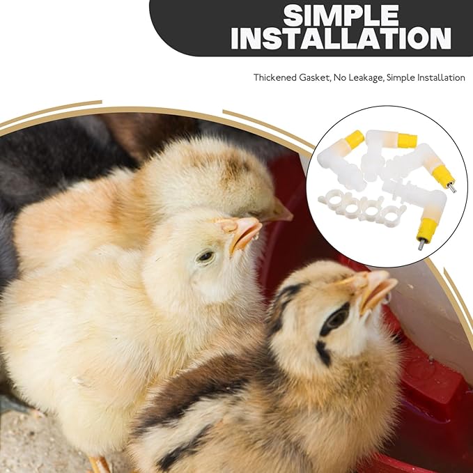 VANZACK 4pcs Poultry Cage Accessories Automatic Chicken Waterer Nipples for Quails Birds Hydration System Easy Installation for Poultry Farmers