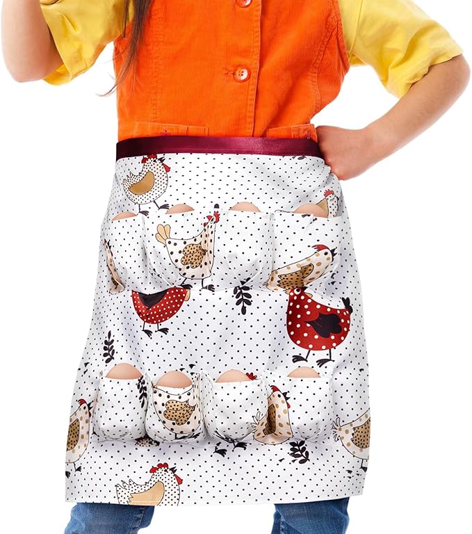 Syhood Egg Apron Easter Egg Collecting Apron with 12 Deep Pocket for Chicken Duck Goose