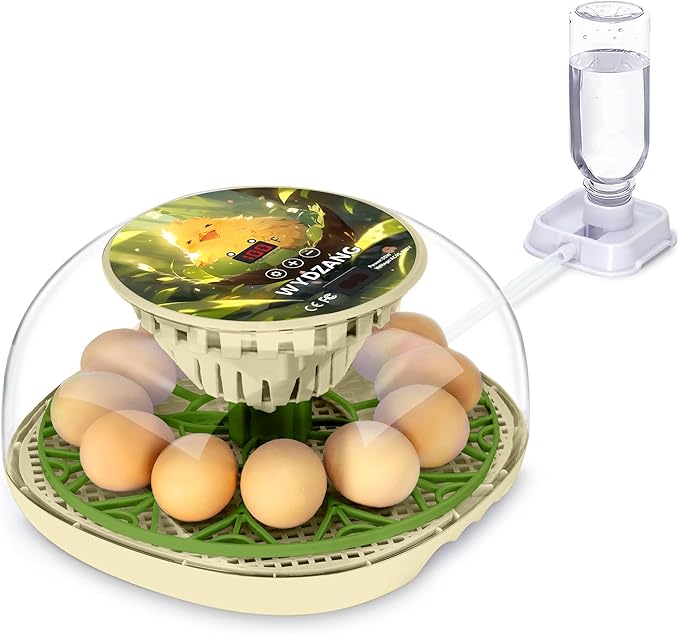 Smart Chicken Incubators for Hatching Eggs with Automatic Turner Small Poultry Duck Quail 12 Egg Incubator Temperature Control Display Hatcher Machine (Chirvy)