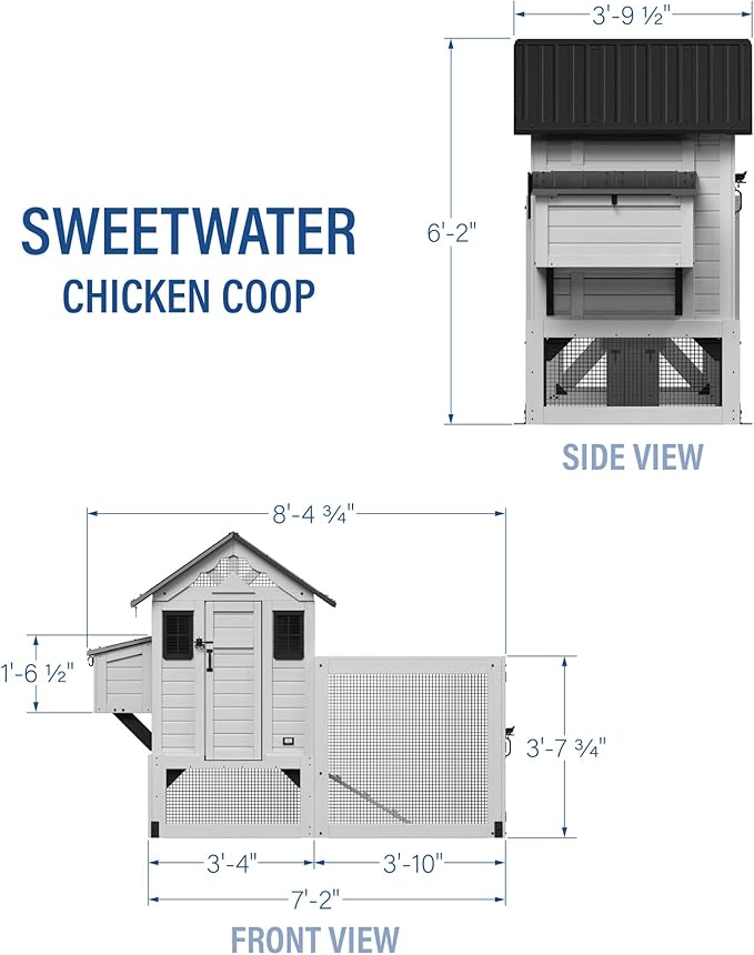 Backyard Discovery Sweetwater Cedar Wooden Chicken Coop for 4-6 Chickens with Run, Nesting Box, Automatic Door, Roosting Bars, Galvanized Steel Roof, Wire Mesh Protection, Ramp, Rooster and Hen House
