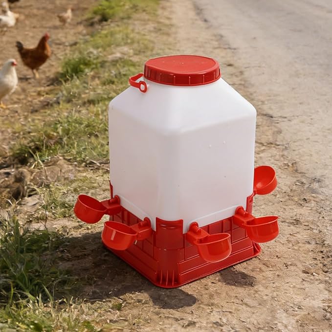 Zerodis Automatic Poultry Water Fountain Bucket Chick Waterer 10L Large Capacity Chicken Feeder Poultry Water Fountain Bucket Automatic Brooder Starter Kit Coop Accessories for Baby