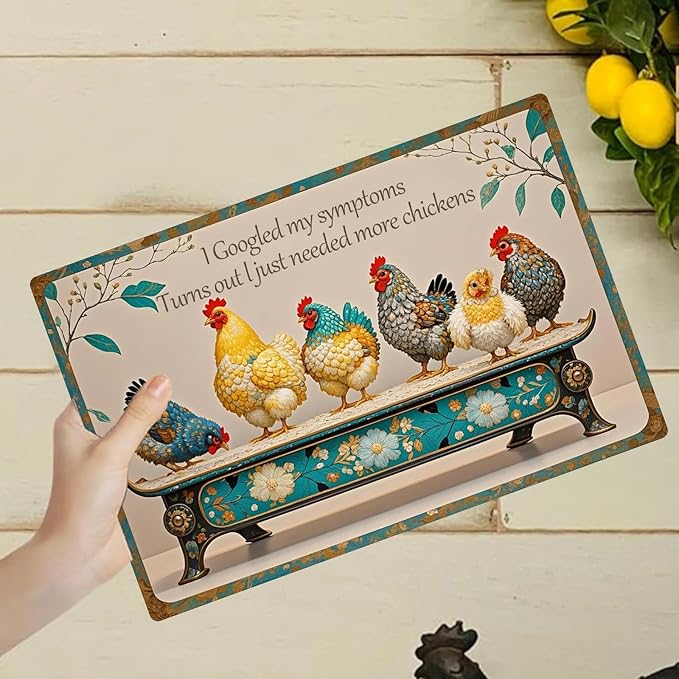 Chicken Metal Tin Sign Vintage Retro Poster Wall Art Chicken Decoration for Chicken Coops Farms Yard Home Bar Cafe Garage or Office - Thoughtful Chicken Gift Idea