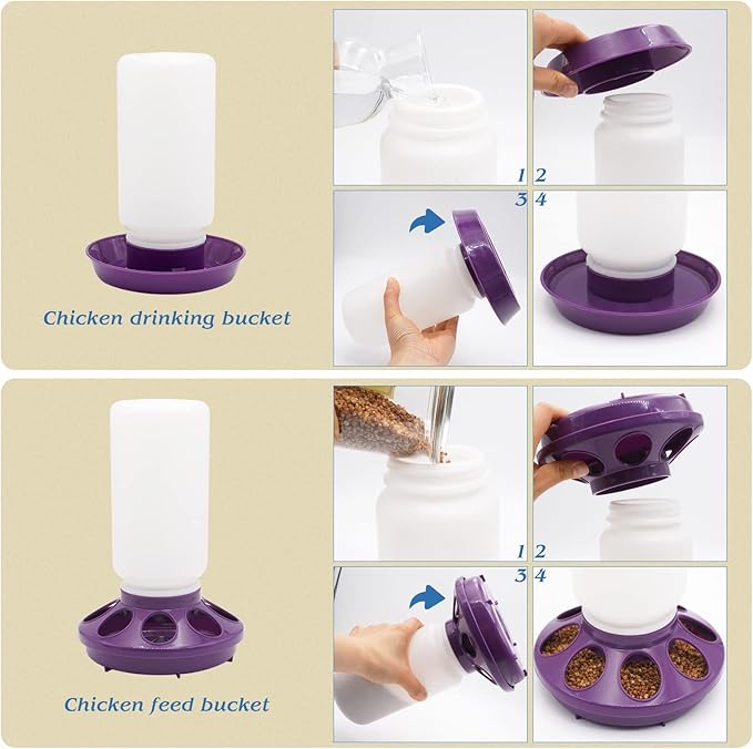 Chick Feeder and Waterer Kit - 1L Feeder and Waterer for Duck Brooder, Quail