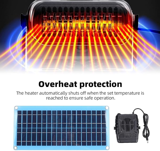 Hyuduo Solar Heater, 30W Portable with Overheat Protection, Solar Powered Heater 100cm Cable for Pet House Chicken Coop Greenhouse Drying Heating