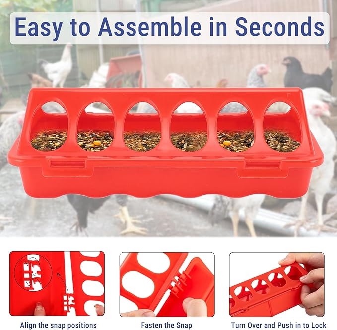 5pcs Flip Top Poultry Feeders, Spill Proof Chick Feeder Trough Quail Feeder No Waste No Mess Plastic Pigegon Feeder Small Poultry Coop Feeder for Chick,Bantam,Duckling,Parrot,Other Birds