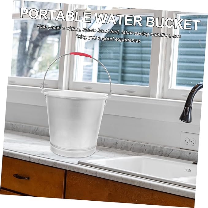 ABOOFAN Portable Aluminum Water Bucket Heavy-Duty Container for Farm Beach and Outdoor Use Capacity Multipurpose Design