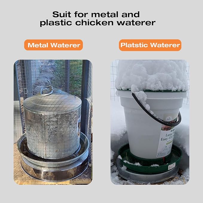 H&G lifestyles Chicken Water Heater, Heated Chicken Waterer,Poultry Water Heater for Winter, Compatible with 5 Gallons Chicken Waterer,13 Inches Stainless Steel Chicken Water Heater Base
