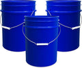 5 Gallon Bucket Only | Made in USA | Food Grade | Durable 90 Mil All Purpose Pail | BPA Free | Premium HPDE | Easy Stack and Store | Lids Not Included (Blue, 3)