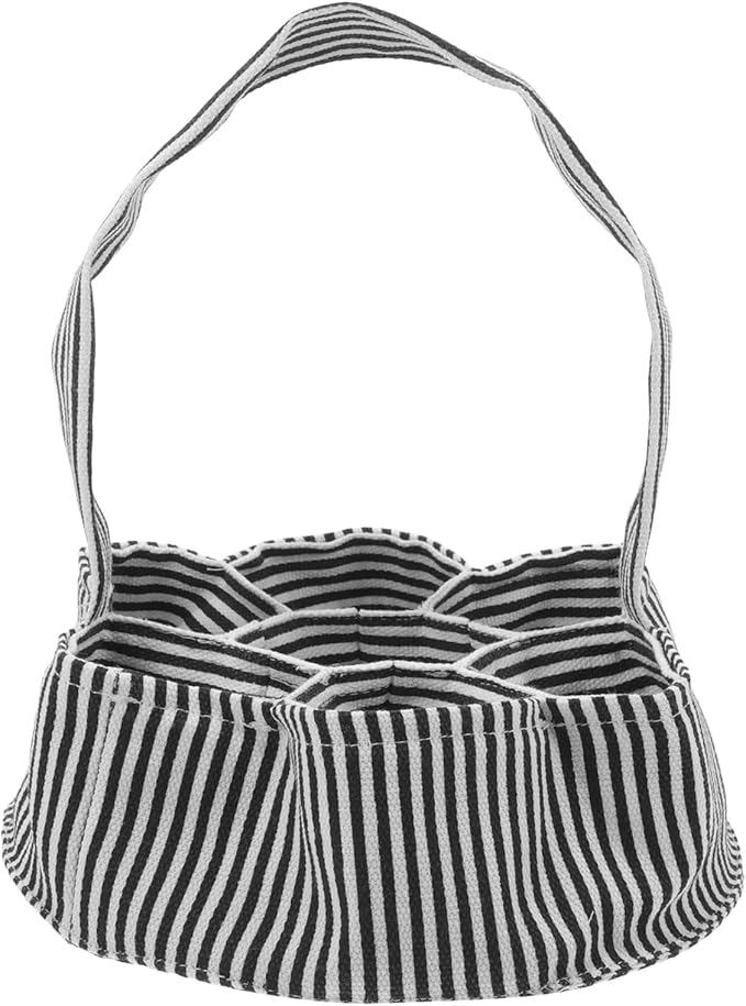 Happyyami Chicken Egg Collecting Bag with 7 Pouches Black and White Stripe Egg Collection Basket for Farmhouse Use Suitable for Chicken Duck
