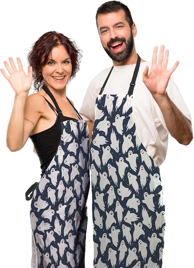 Cooking Apron for Men Ghost Dancing Night Halloween Cute Aprons for Women for Kitchen Restaurant BBQ Painting Crafting Gardening 27” (W) x 31” (H), Waterproof Aprons