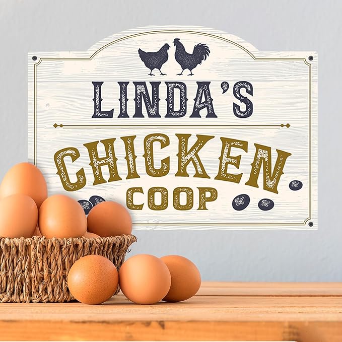 Custom Chicken Coop Sign, Personalized Name For Farm, For and Backyard Décor Sign, 10x14 Inches, Rust Free .040 Aluminum, Fade Resistant, Made in USA by Sigo Signs