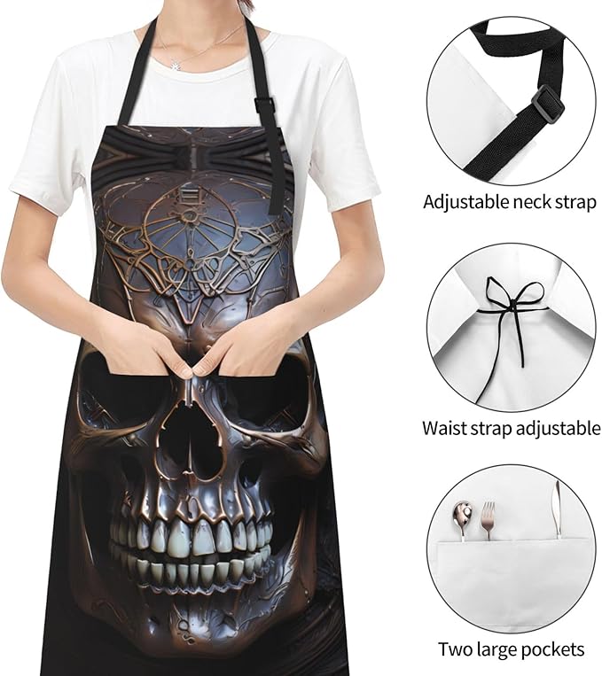 Dogs and Roses Heavy Duty Waterproof Apron with Pockets for AdultsResistant Grilling, Gardening, Painting