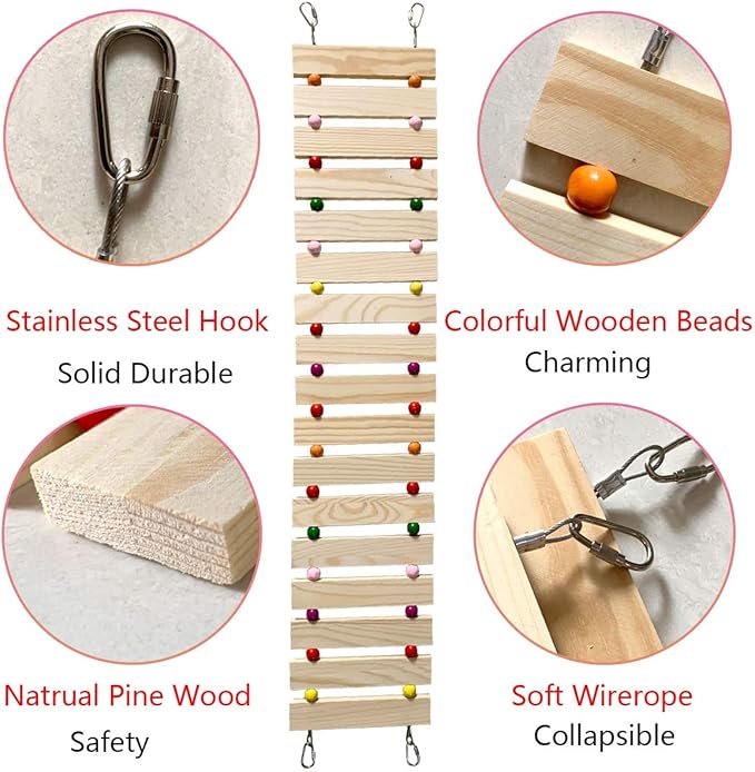 Vehomy Chicken Coop Toy Chicken Toys for Hens Natural Wood Chicken Ladder Chicken Swing Chicken Perch for Birds Poultry Rooster Chicks L
