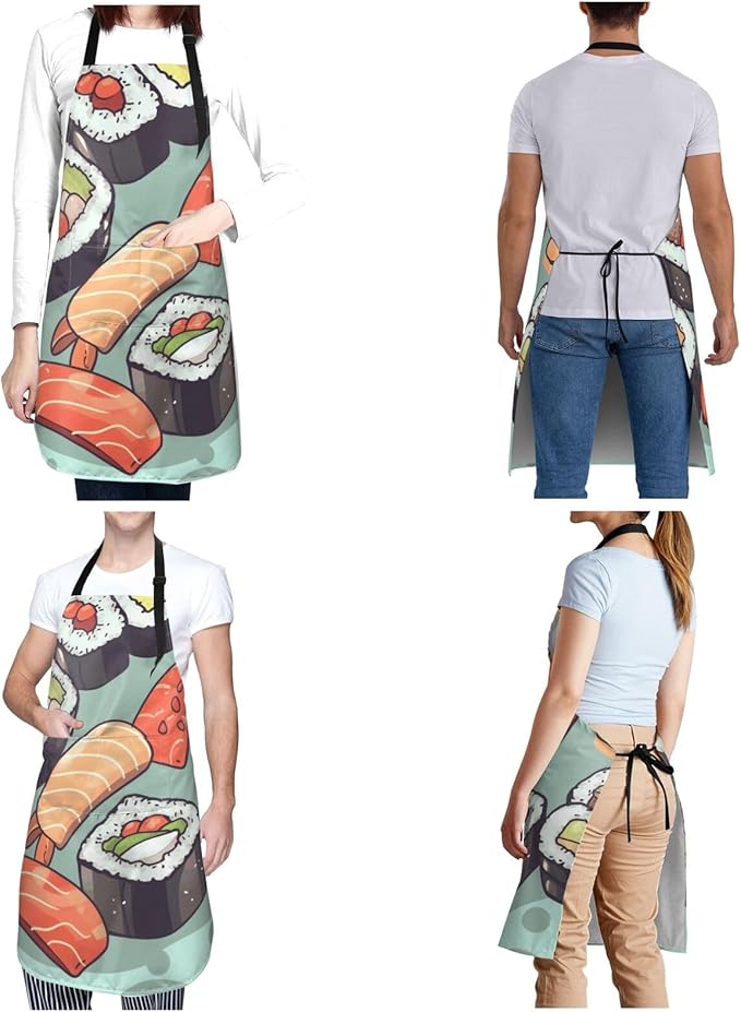 Aprons for Women with Pockets Waterproof Apron Adjustable Bib Turquoise Blue Gold Marble Apron Chef Apron