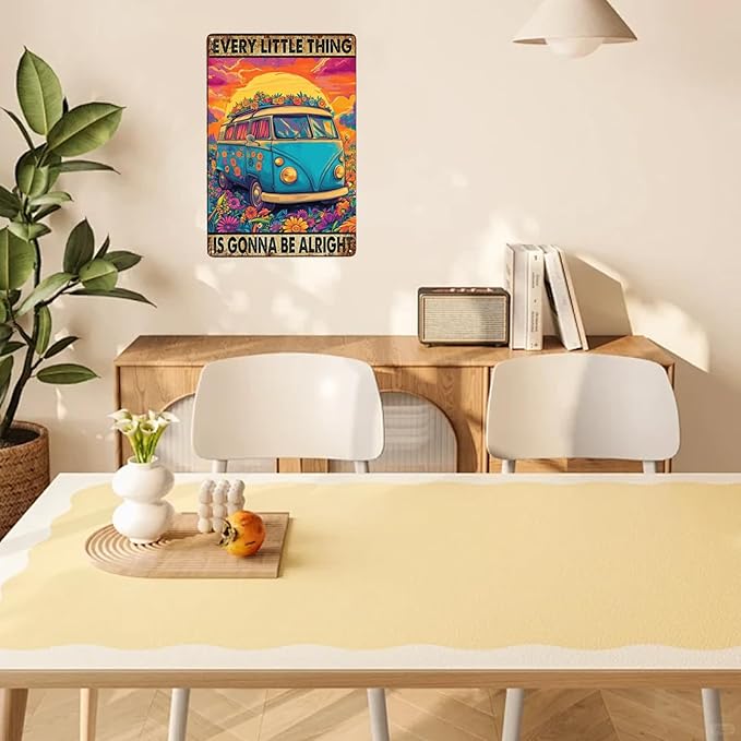 Funny Sign Every Little Thing Is Gonna Be Alright Metal Tin Sign Retro Wall Decor for Kitchen Cafe Garage Bedroom Bar Pubs 12×8 Inch