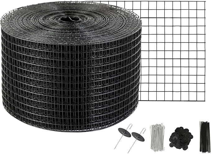 VEVOR 8 inch x 100ft Solar Panel Bird Guard, Critter Guard Roll Kit with 70pcs Durable Metal Fasteners, Solar Panel Guard with Rust-Proof PVC Coating, 1/2 inch Wire Roll Mesh