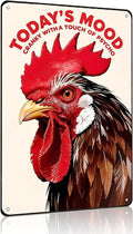 Funnysign Chicken Gifts Vintage Chicken Today's Mood Tin Sign for Chicken Coop Farm Kitchen Garden Yard Decor 8x12 inch (3914)