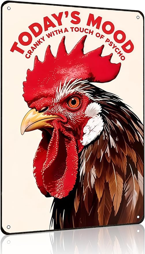 Funnysign Chicken Gifts Vintage Chicken Today's Mood Tin Sign for Chicken Coop Farm Kitchen Garden Yard Decor 8x12 inch (3914)