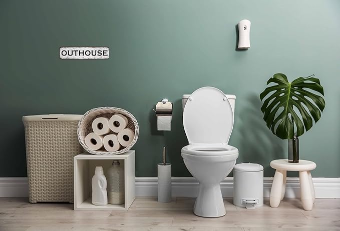 Outhouse Metal Sign 4x16in Rustic Bathroom Plaque for Cabin Yard House Toilet Wall Funny Home Farm Decor