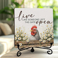Chicken Rooster Decor Signs - Cottagecore Chicken Western Kitchen Decor - Live like Someone Left the Gate Open - 5 Inch Rustic Farmhouse Sign -A02