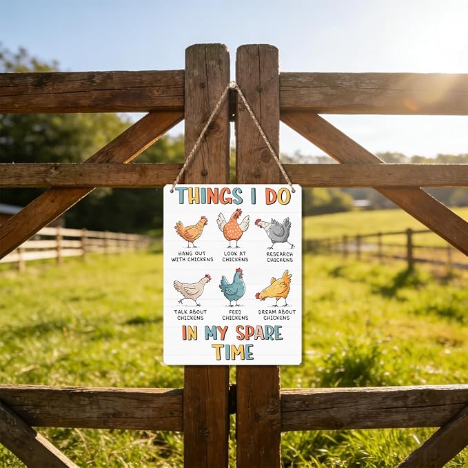 Chicken Gifts Sign Funny Chicken Coop Accessories Chicken Signs Rooster Humor Decor for Home Farm Chicken-Coop Kitchen Garden Yard Country Decor 8x10 Inch