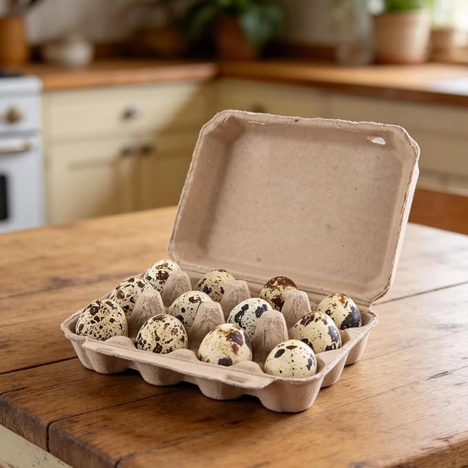 50 Pack Quail Egg Pulp Cartons, 12 Count 3x4 Dozen Quail Egg Cartons Holder Container for Home Kitchen and Farmhouse, 9 x 5.3 x 1.6 inch