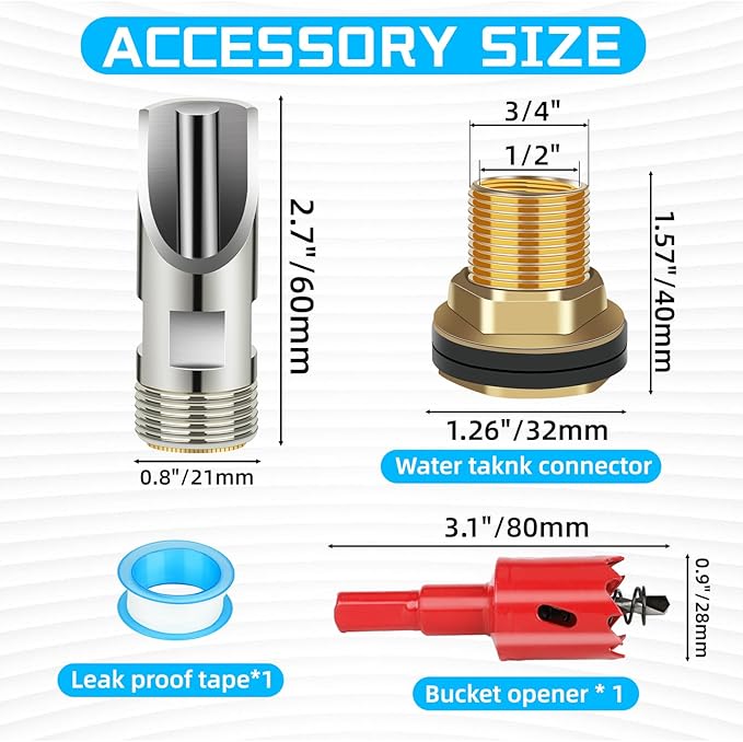 6PCS Pig Waterer Nipple, Automatic Pig Nipple Water Drinker for Barrel Kit, Stainless Steel Hog Water Drinker Feeder with Brass Waterer Tank Connectors Kit for Pig Goats Swine Piglets Drinking