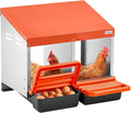 VEVOR Chicken Nesting Boxes, 2 Compartments, Easy Egg Collection, Wall Mount, Easy to Assemble, Galvanized Steel and High-Strength Plastic, Roll Away Nesting Boxes for Chickens Laying Eggs, Orange