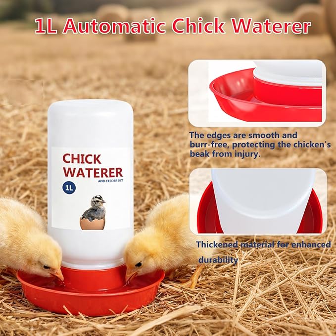 Chicken Brooder Box for Chick Starter Kit - 7 Pcs Chicken Feeder and Waterer Set with 75W Heat Lamp, Perch Stand to 15 Chicks, Duck, Quail