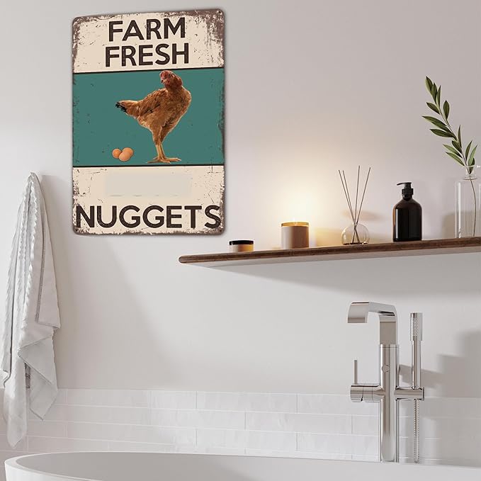 HIDEGRASS Vintage Metal Signs Chicken Coop Signs for Farm Yard Decor, Farm Tin Signs for Decor 8 X 12 Inch
