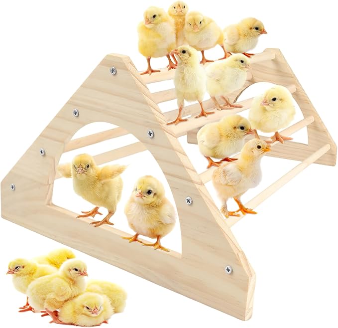 Large Wood Pine Chick Perch, Wooden Perch Chicks Toys for Coop and Brooder, Strong Chicken Jungle Gym Roosting Bar for Baby Chicks