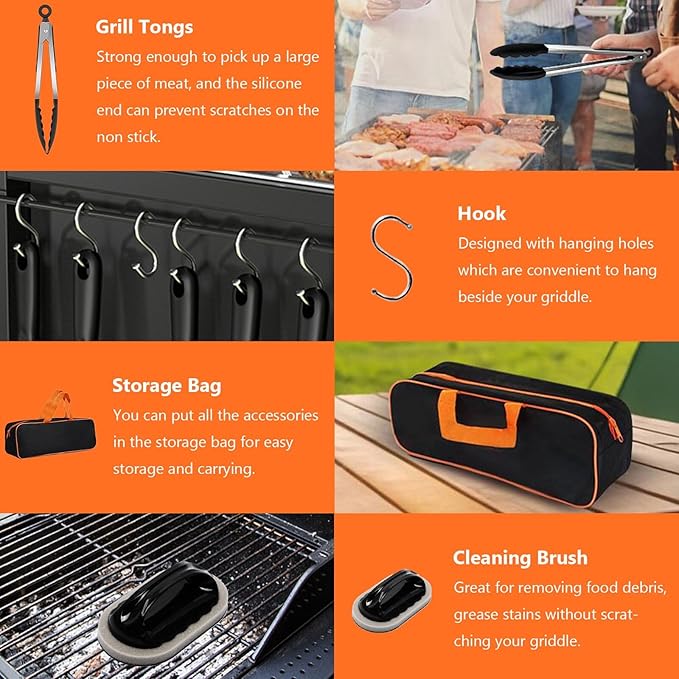 Blackstone Griddle Accessories, 30PCS Grilling Accessories for Outdoor Grill, Grill Accessories with Spatula, Basting Cover, Egg Rings for Outdoor BBQ, Camping, Teppanyak