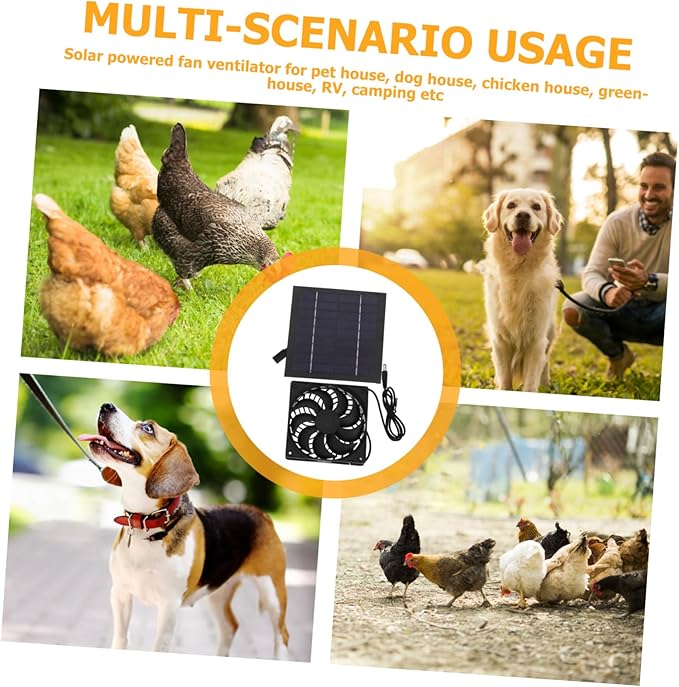 Mipcase Durable Solar Panel Fan for Pet House Chicken Coop Portable Cooling Ventilation System for Dogs Cats and Livestock Lightweight Easy to Install for Summer Use