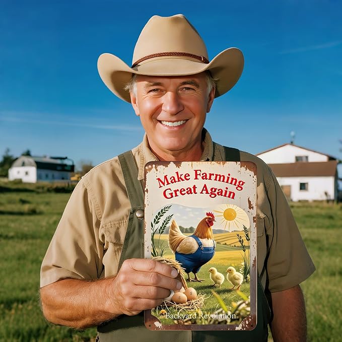 Make Farming Great Again Chicken Coop Signs - Rustic Farmhouse Chicken Coop Accessories, 8x12 Inch Metal Farm Decor, Farm Stand and Farmers Market Decor for Farmers and Backyard Poultry Lovers