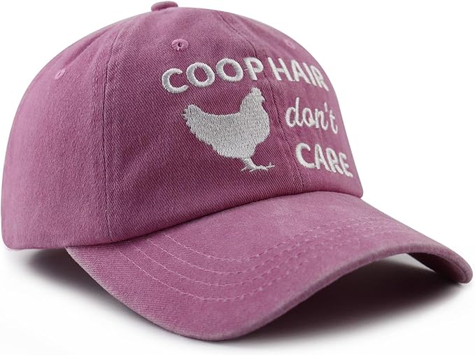 Coop Hair Don't Care Hat Hat for Men Women, Funny Adjustable Cotton Embroidered Farm Chicken Lovers Baseball Cap