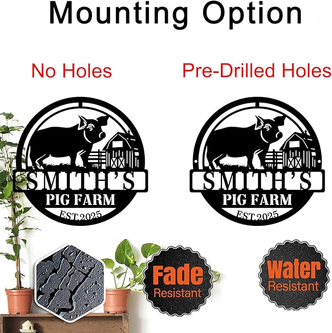 Personalized Hanging Metal Farm Signs, Personalized Outdoor Ranch Sign, Outdoor Farm Signs,Last Name Metal Sign,Custom Large Farmhouse Sign (Design 6)