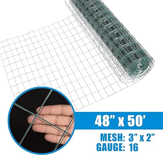 Fencer Wire 16 Gauge Green Vinyl Coated Welded Wire Mesh Size 2 inch X 3 inch