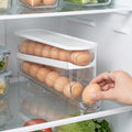 Auto-Rolling Egg Dispenser with Lid - Transparent Fridge Egg Organizer, Space-Saving Refrigerator Storage Box with Slide Design for Side Door, Stackable & Easy Access (1 Pack)