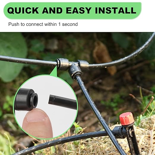 177FT Drip Irrigation Kit – 2026 New Quick-Connect Micro Irrigation System with 46FT 1/2'' Tubing, Locking Nozzle Emitters, Adjustable Misting Sprayers for Gardens, Lawns, Raised Beds and Greenhouses