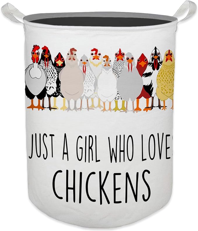 Chicken Gifts for Girls Laundry Basket, Farmhouse Chicken Rooster Waterproof Collapsible Laundry Hamper Dirty Clothes Storage Toy Bin Organizer for Bathroom Bedroom Nursery Girls Kids Room