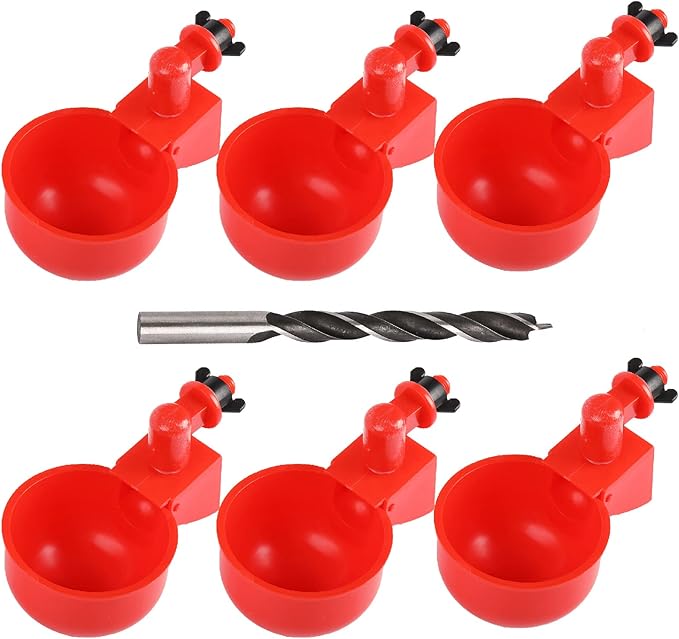 Chicken Water Cups, 6pcs Automatic Chicken Water Feeder, Poultry Waterer Kit Suitable for Chicks, Duck, Goose, Turkey and Bunny, 6-Pack
