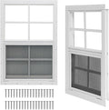 Yuzzy Shed Windows 2 Pack, Chicken Coop Windows 30" x 36" with Tempered Glass and Fiberglass Screen, Flush Mounted Small Window for Shed, Barns, Playhouse, Household, Garage (White)