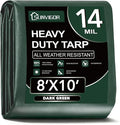 Sunvigor Tarp Waterproof 8x10Ft, Extra Thick 14 Mil Heavy Duty Tarp Cover, Tear & Fade Resistant, Outdoor Tarps with Brass Grommets and Reinforced Edges for Roof, Camping, Patio, Boat (Green)
